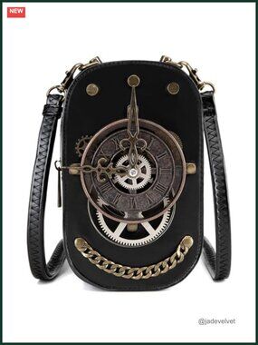 Gothic Steampunk Crossbody Bag Small Shoulder Purse Phone Holder Halloween